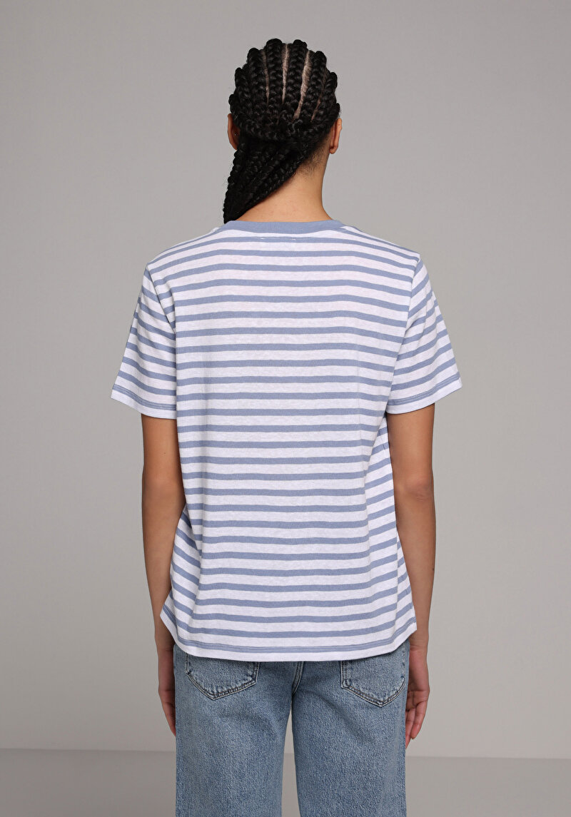 Imagine a Tricou Cu Maneca Scurta De Dama Albastru Regular Fit Cl1079954