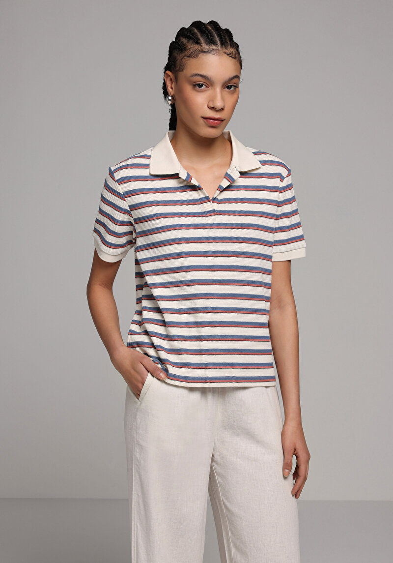 Afișați detalii pentru Tricou Polo Cu Maneca Scurta De Dama Multicolor Regular Fit  Cl1078639