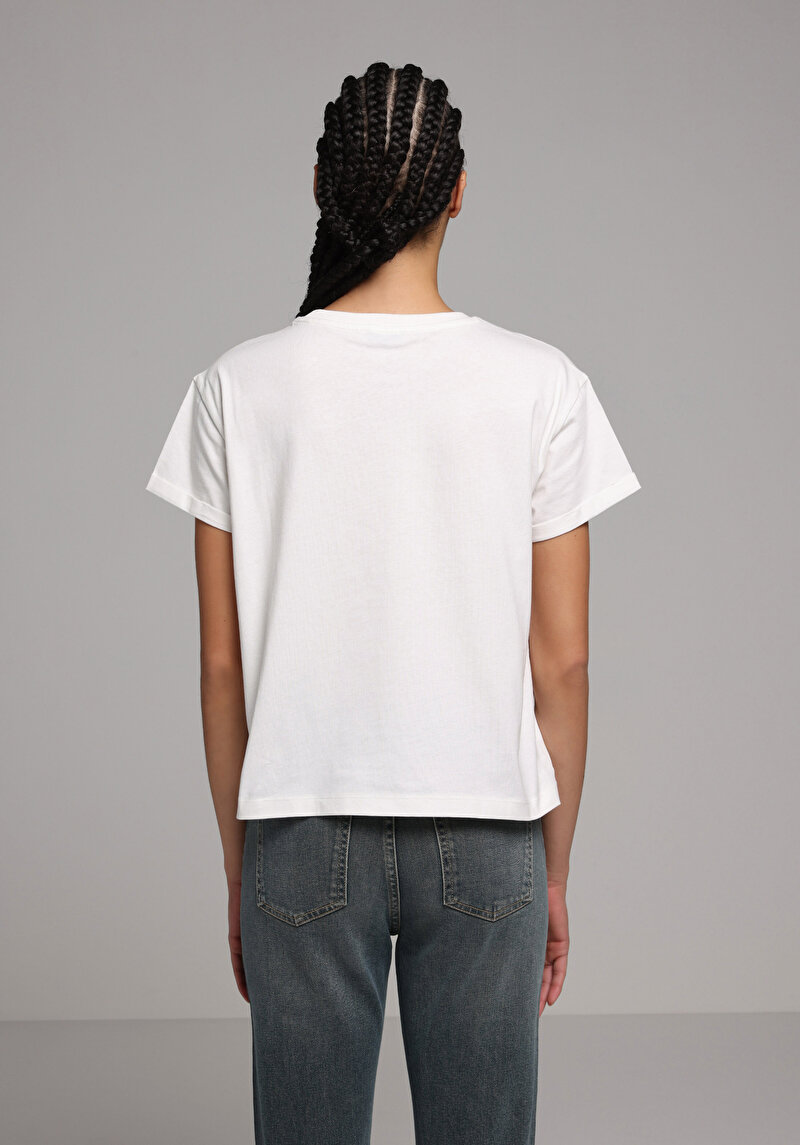 Imagine a Tricou Cu Maneca Scurta De Dama Alb Regular Fit Cl1078703