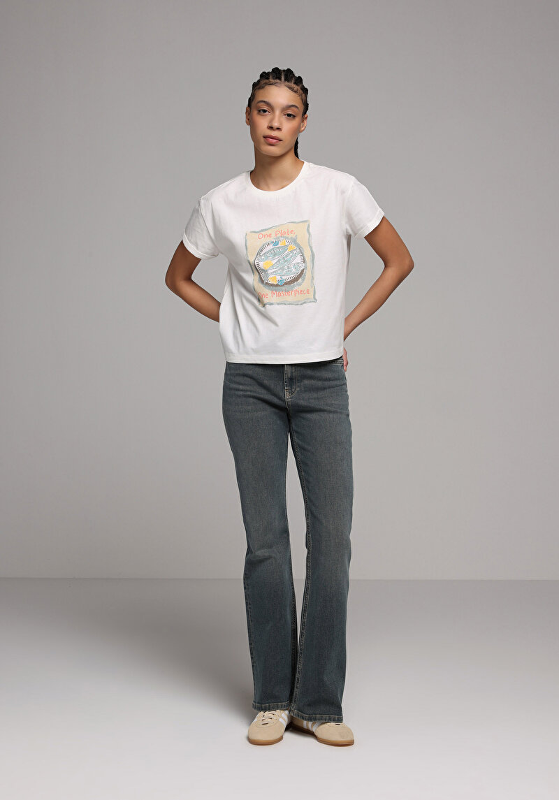 Imagine a Tricou Cu Maneca Scurta De Dama Alb Regular Fit  Cl1078703