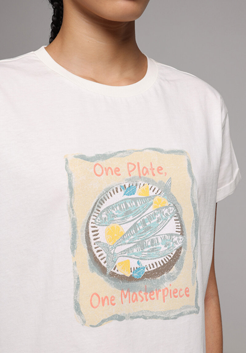 Imagine a Tricou Cu Maneca Scurta De Dama Alb Regular Fit Cl1078703