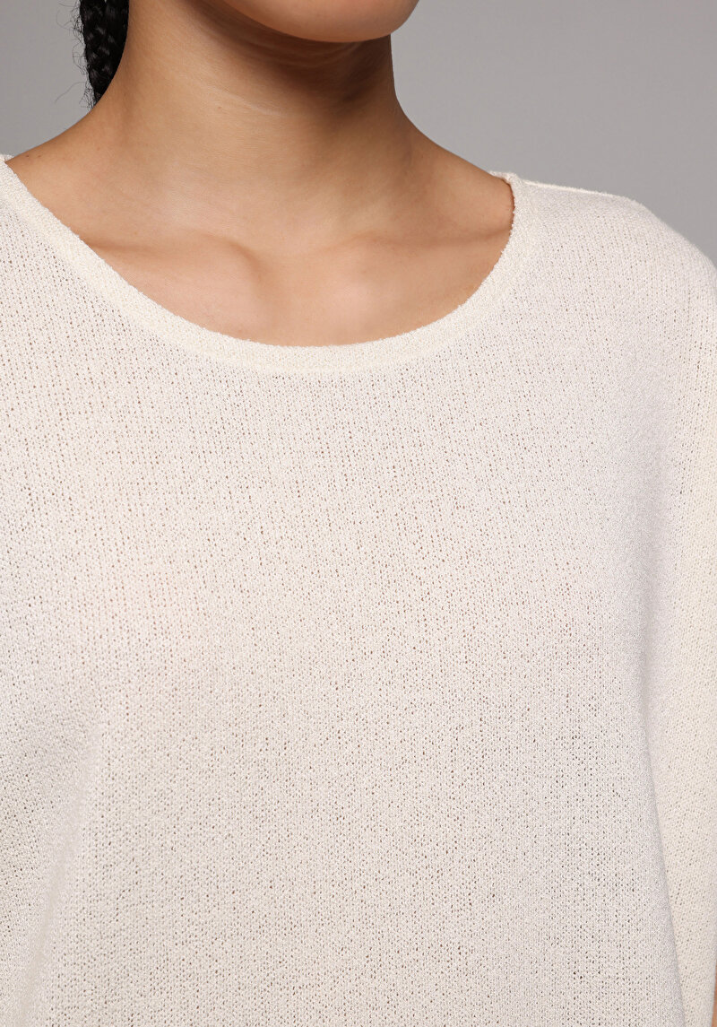 Imagine a Pulover Cu Mâneci Scurte De Dama Ecru Relaxed Fit Cl1078785