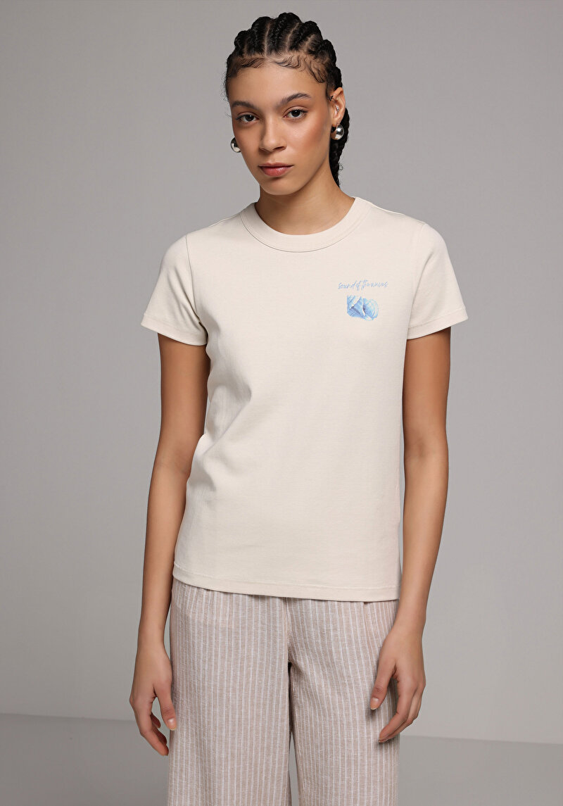 Imagine a Tricou Cu Maneca Scurta De Dama Alb Slim Fit Cl1079323