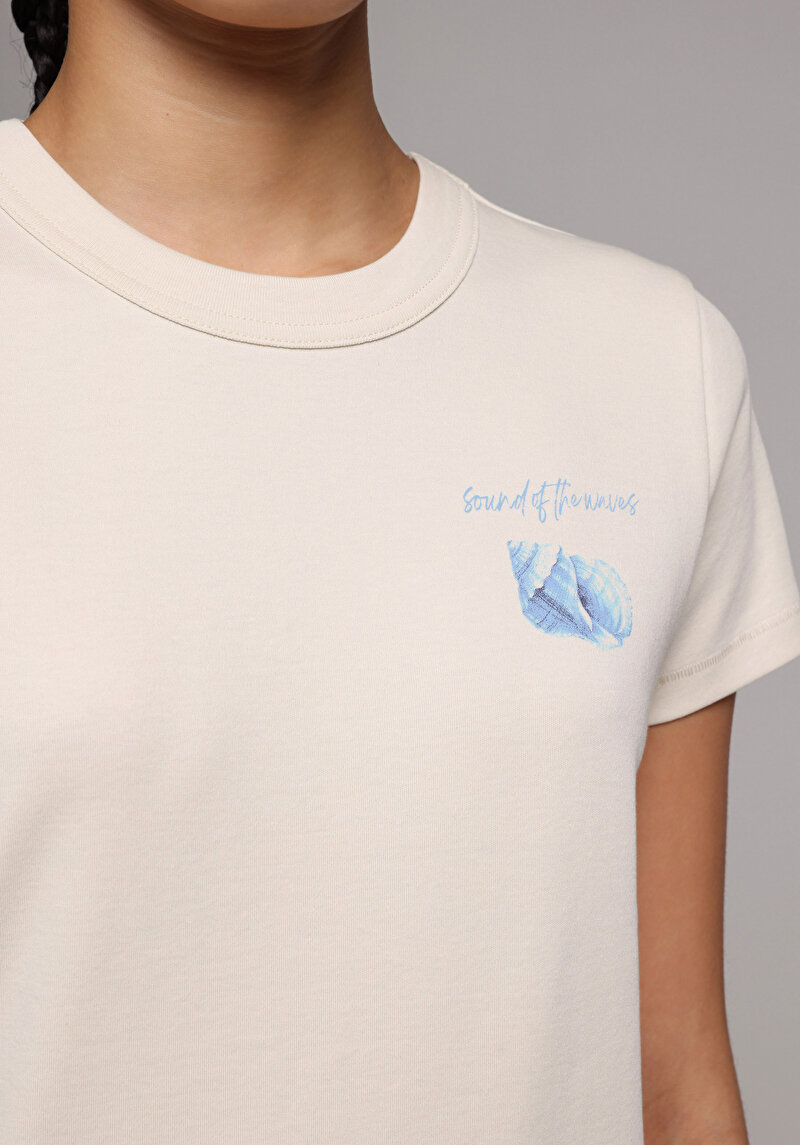 Imagine a Tricou Cu Maneca Scurta De Dama Alb Slim Fit  Cl1079323