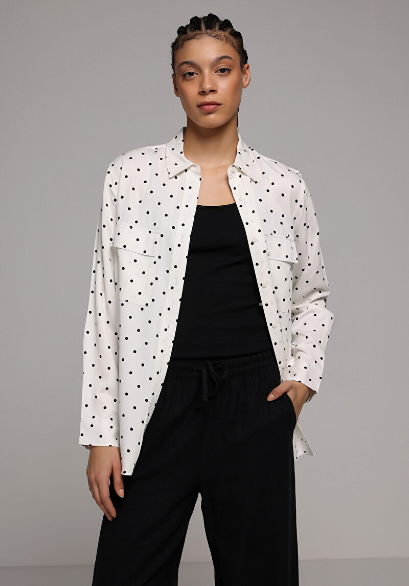 Imagine a Camasa Cu Maneca Lunga De Dama Ecru Regular Fit Cl1079498