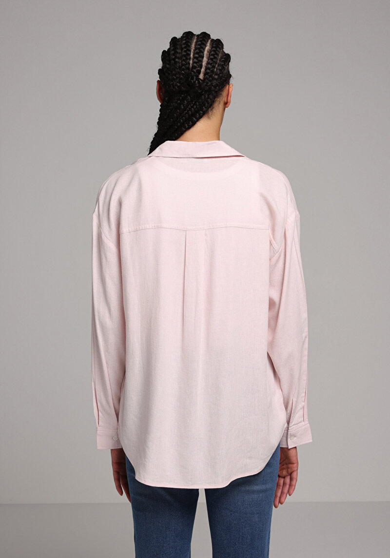 Imagine a Camasa Cu Maneca Lunga De Dama Roz X Boyfriend Fit  Cl1079537