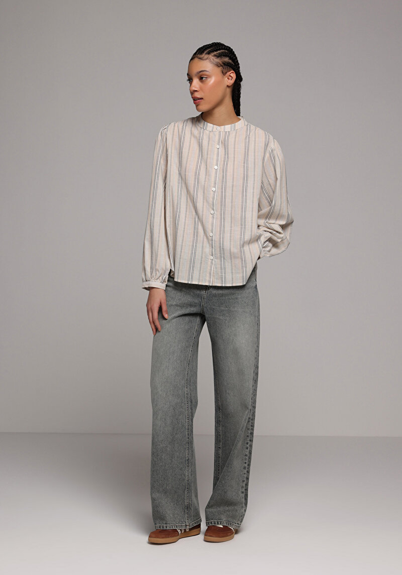 Imagine a Bluza Cu Maneca Lunga De Dama Bej Fashion Fit Cl1078290