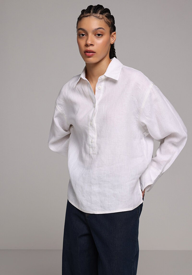 Imagine a Camasa Cu Maneca Lunga De Dama Alb Fashion Fit Cl1078714