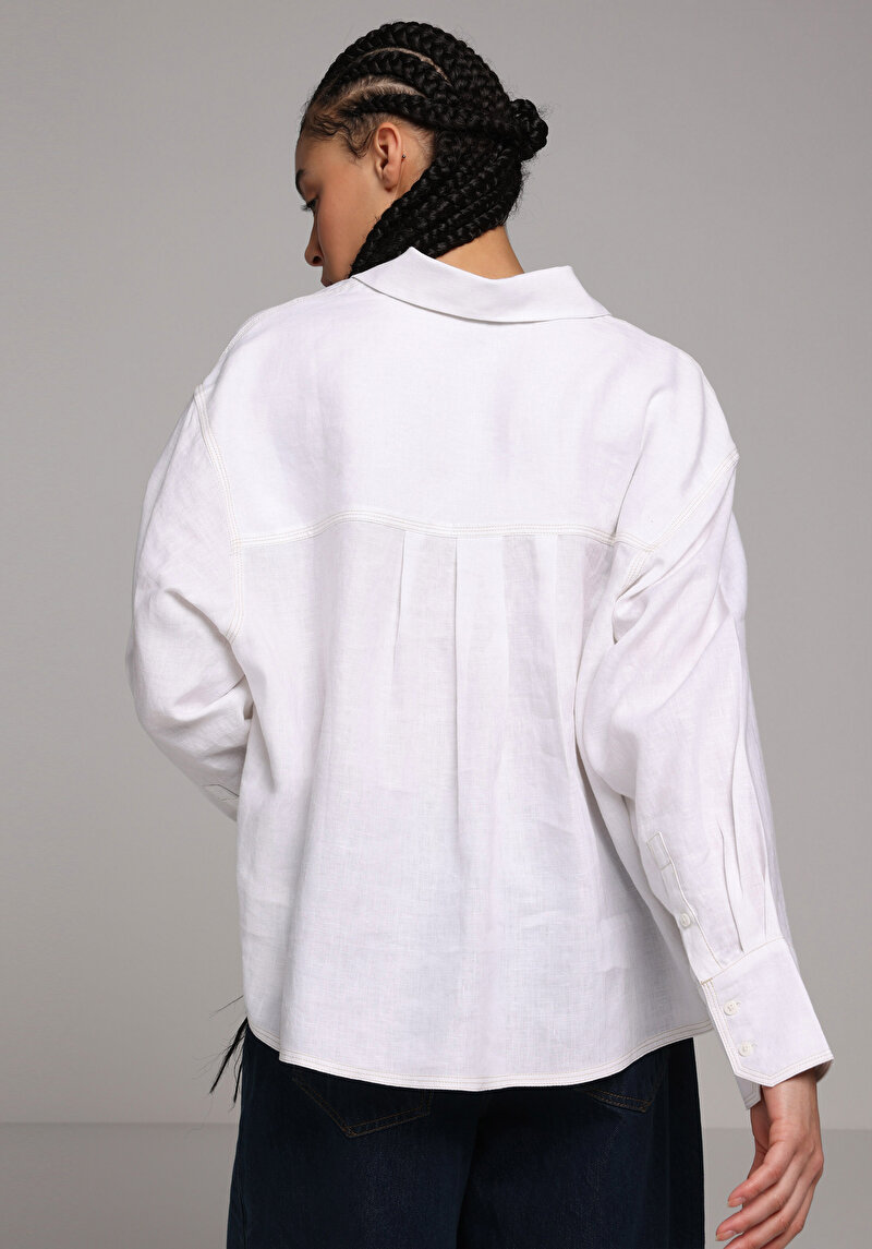 Imagine a Camasa Cu Maneca Lunga De Dama Alb Fashion Fit Cl1078714