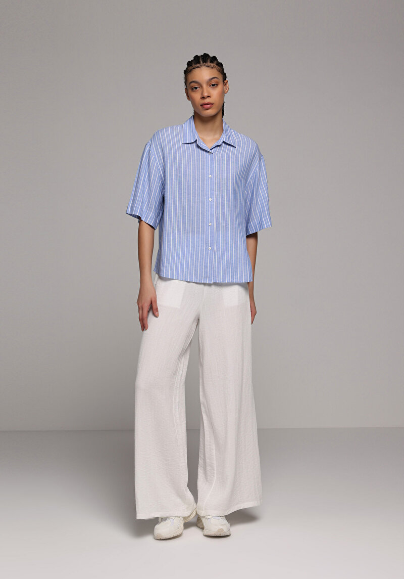 Imagine a Camasa Cu Maneca Scurta De Dama Albastru Fashion Fit Cl1078720