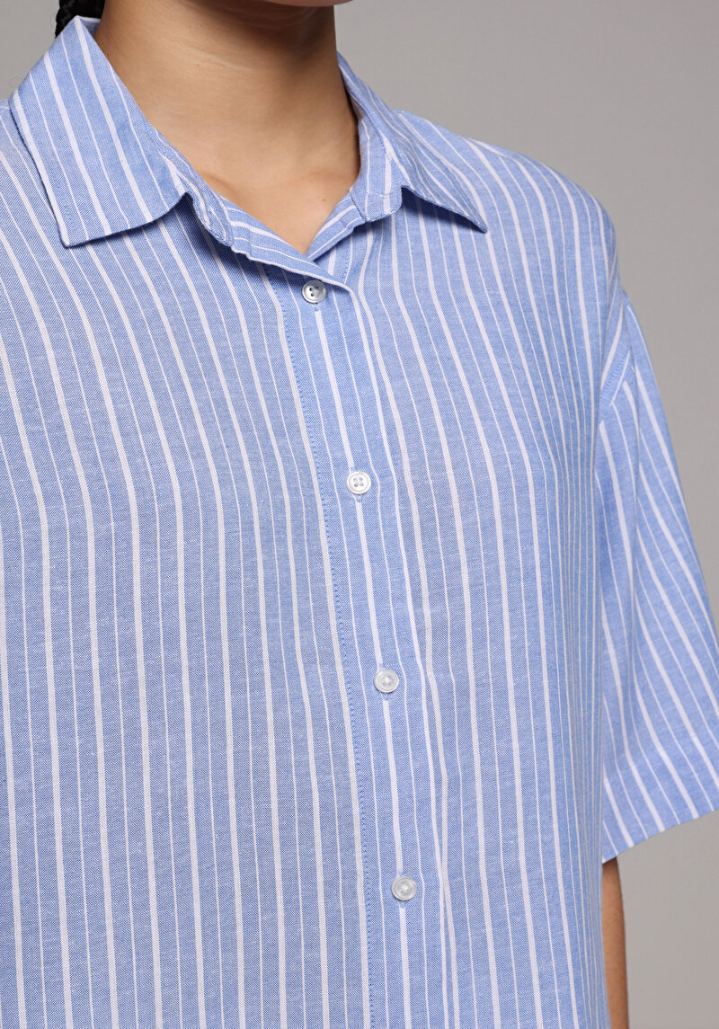 Imagine a Camasa Cu Maneca Scurta De Dama Albastru Fashion Fit  Cl1078720