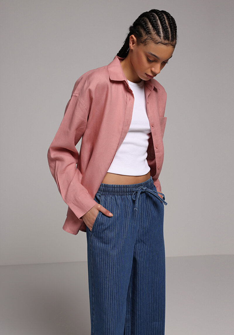 Imagine a Camasa Cu Maneca Lunga De Dama Somon Boyfriend Fit  Cl1078739