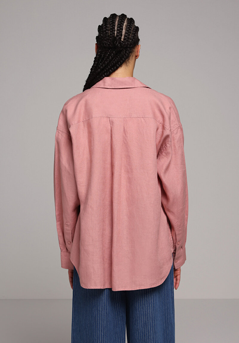 Imagine a Camasa Cu Maneca Lunga De Dama Somon Boyfriend Fit  Cl1078739