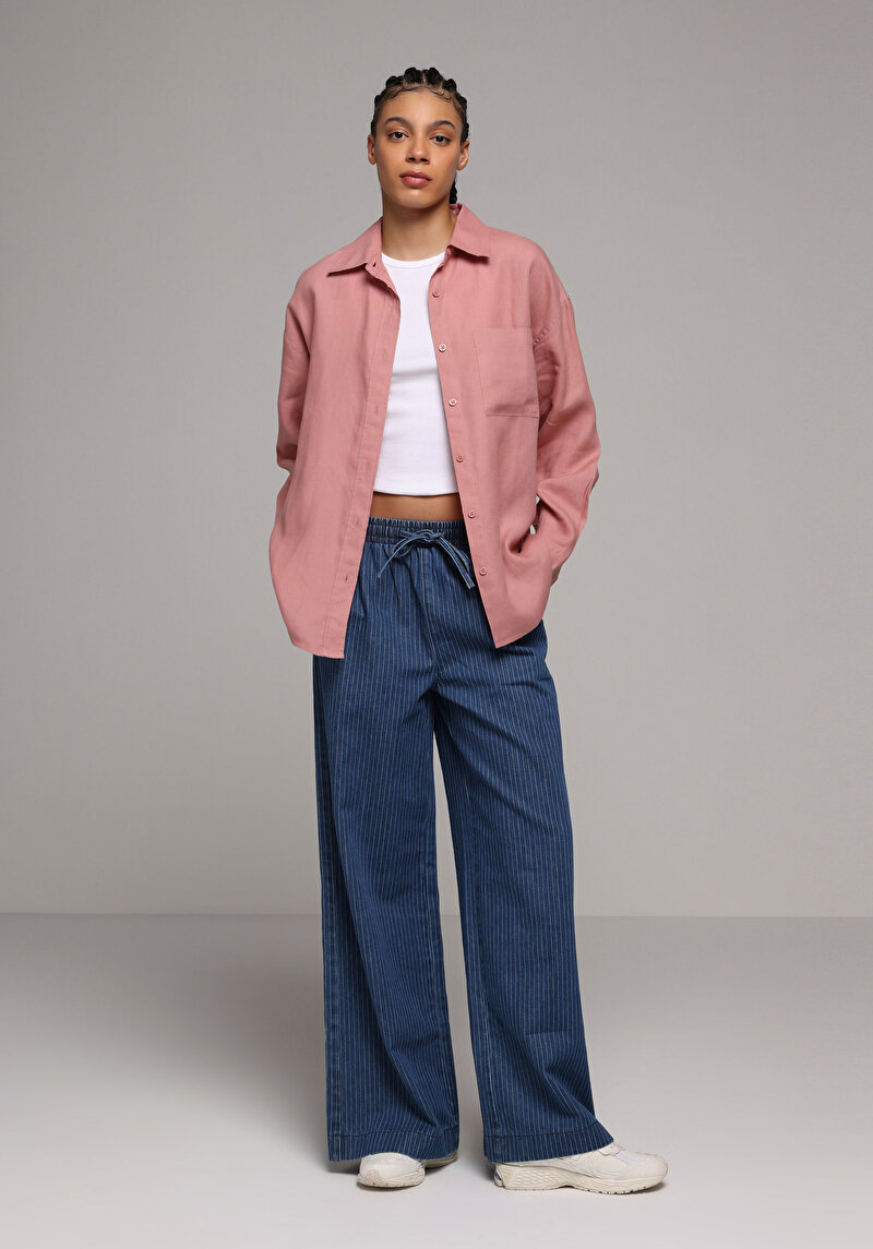 Imagine a Camasa Cu Maneca Lunga De Dama Somon Boyfriend Fit  Cl1078739