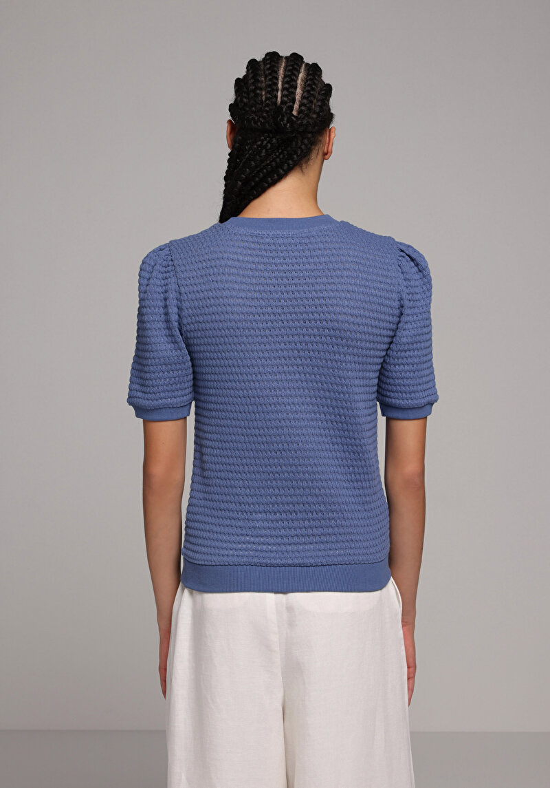 Imagine a Pulover Cu Mâneci Scurte De Dama Albastru Slim Fit  Cl1079971