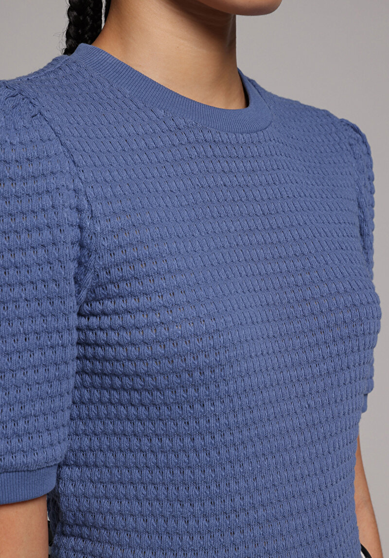 Imagine a Pulover Cu Mâneci Scurte De Dama Albastru Slim Fit Cl1079971