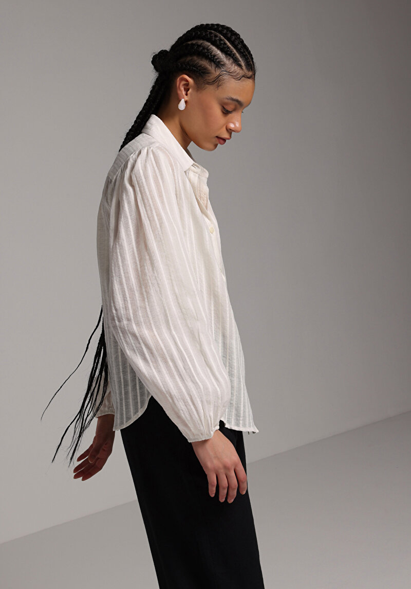 Imagine a Bluza Cu Maneca Lunga De Dama Ecru Fashion Fit Cl1078957