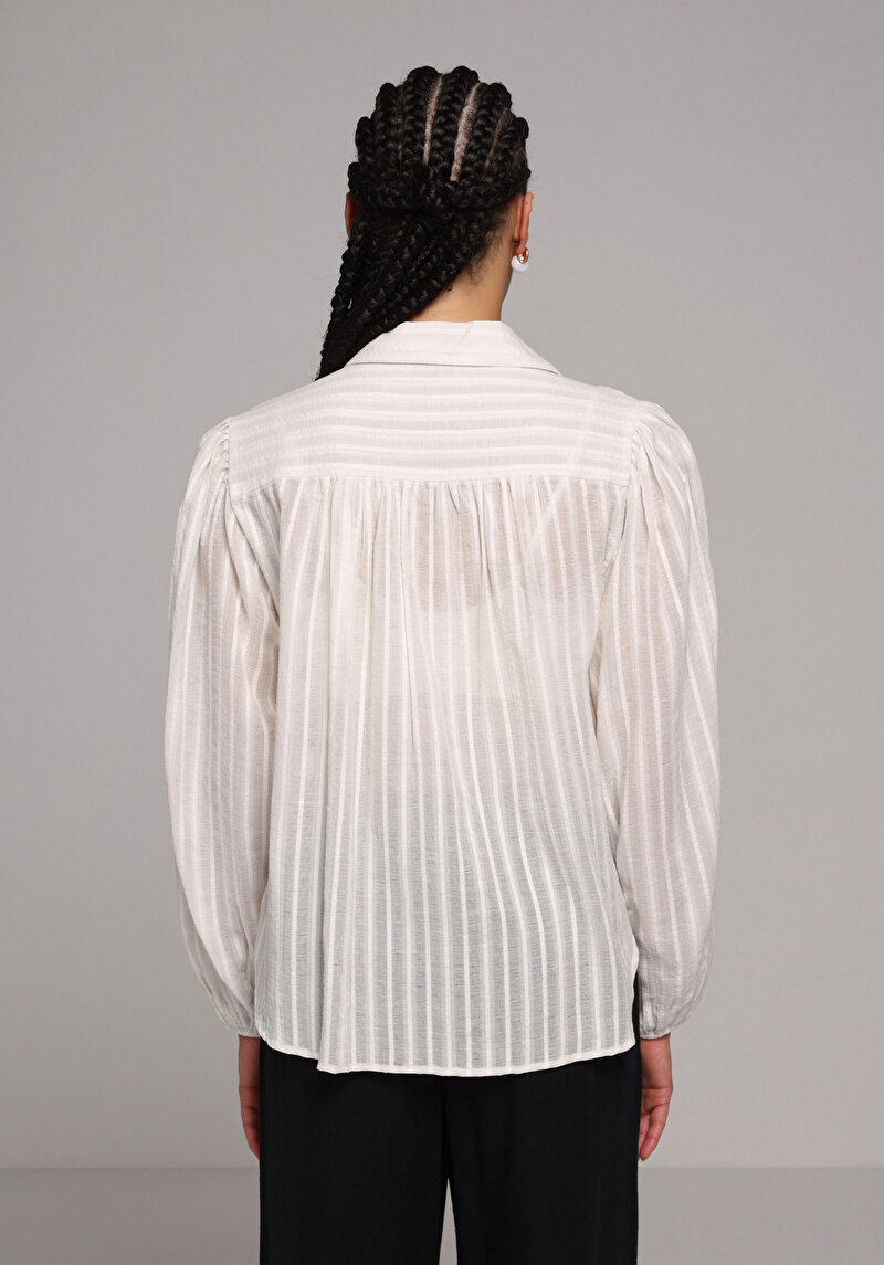 Imagine a Bluza Cu Maneca Lunga De Dama Ecru Fashion Fit Cl1078957