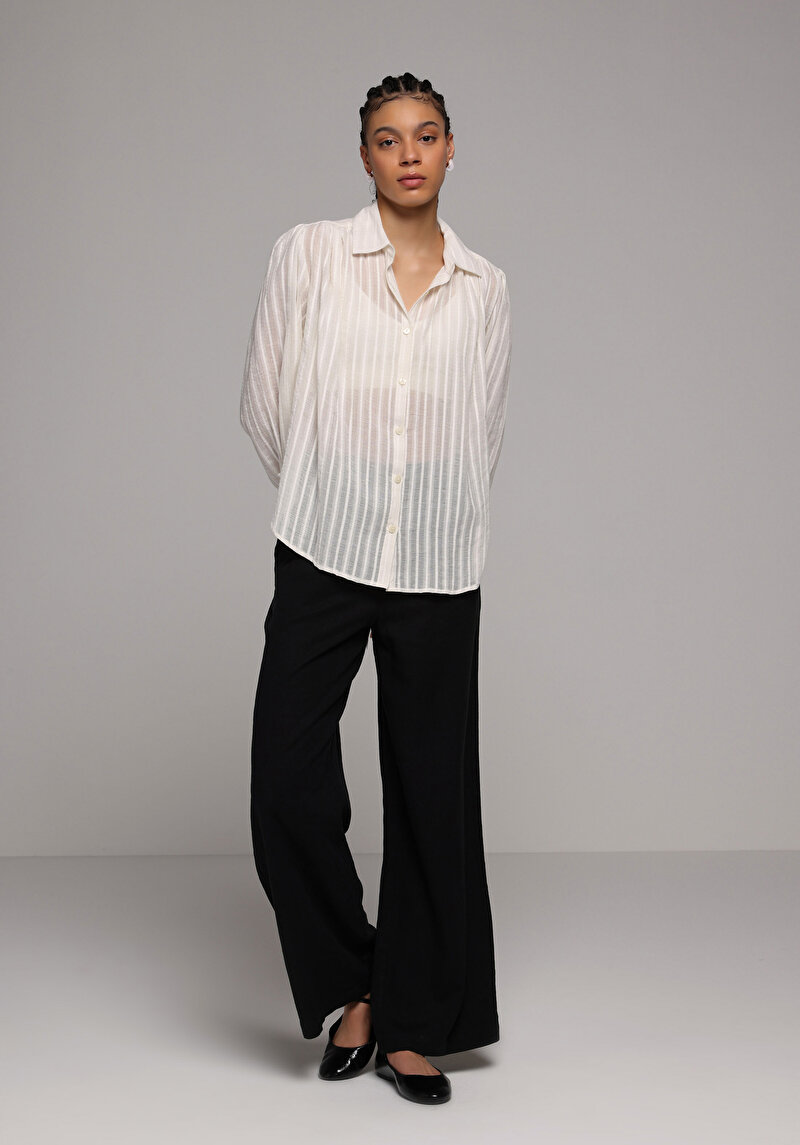 Imagine a Bluza Cu Maneca Lunga De Dama Ecru Fashion Fit  Cl1078957