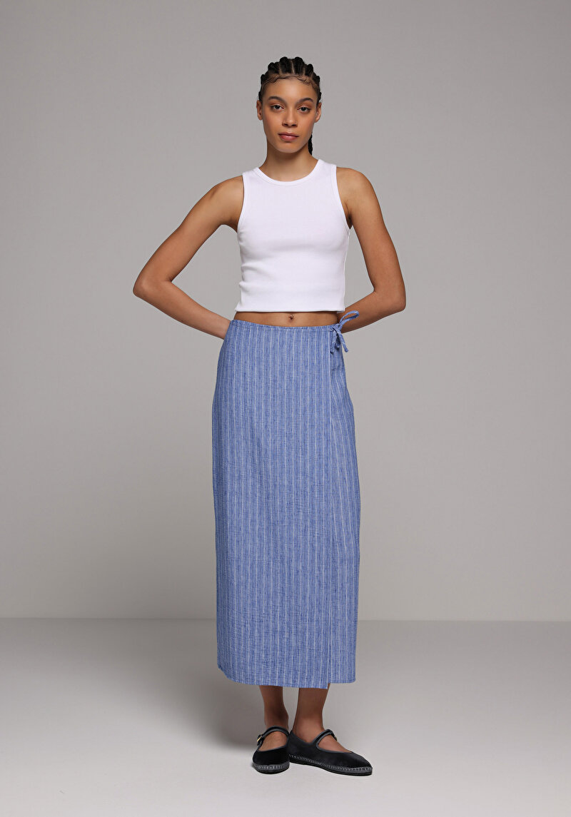 Imagine a Fusta De Dama Albastru Midi Cl1079017