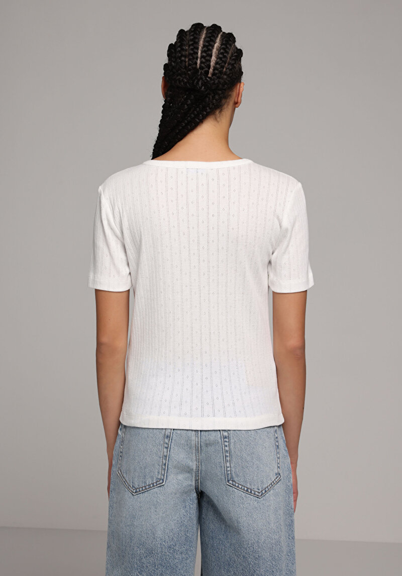 Imagine a Bluza Cu Maneca Scurta De Dama Alb Slim Fit  Cl1079028