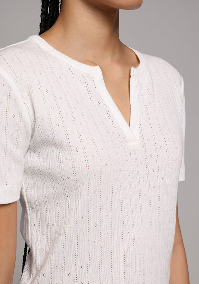 Imagine a Bluza Cu Maneca Scurta De Dama Alb Slim Fit  Cl1079028