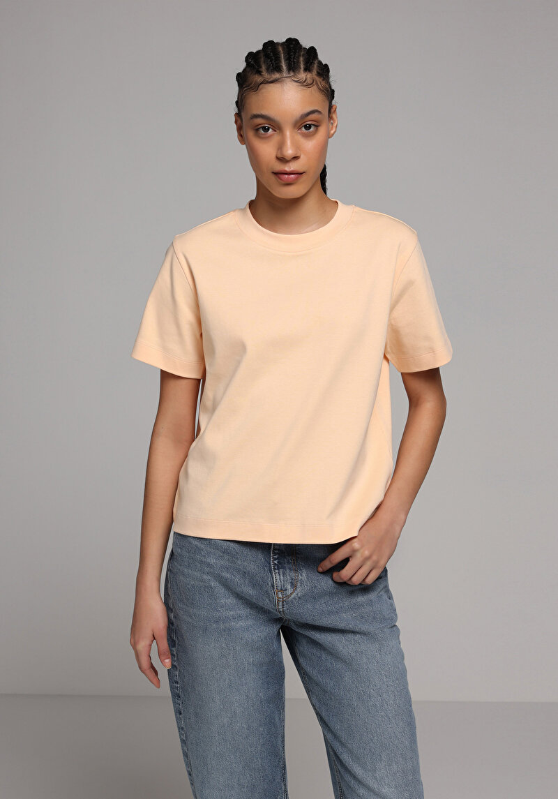 Imagine a Tricou Cu Maneca Scurta De Dama Portocaliu Boxy Fit Cl1079037