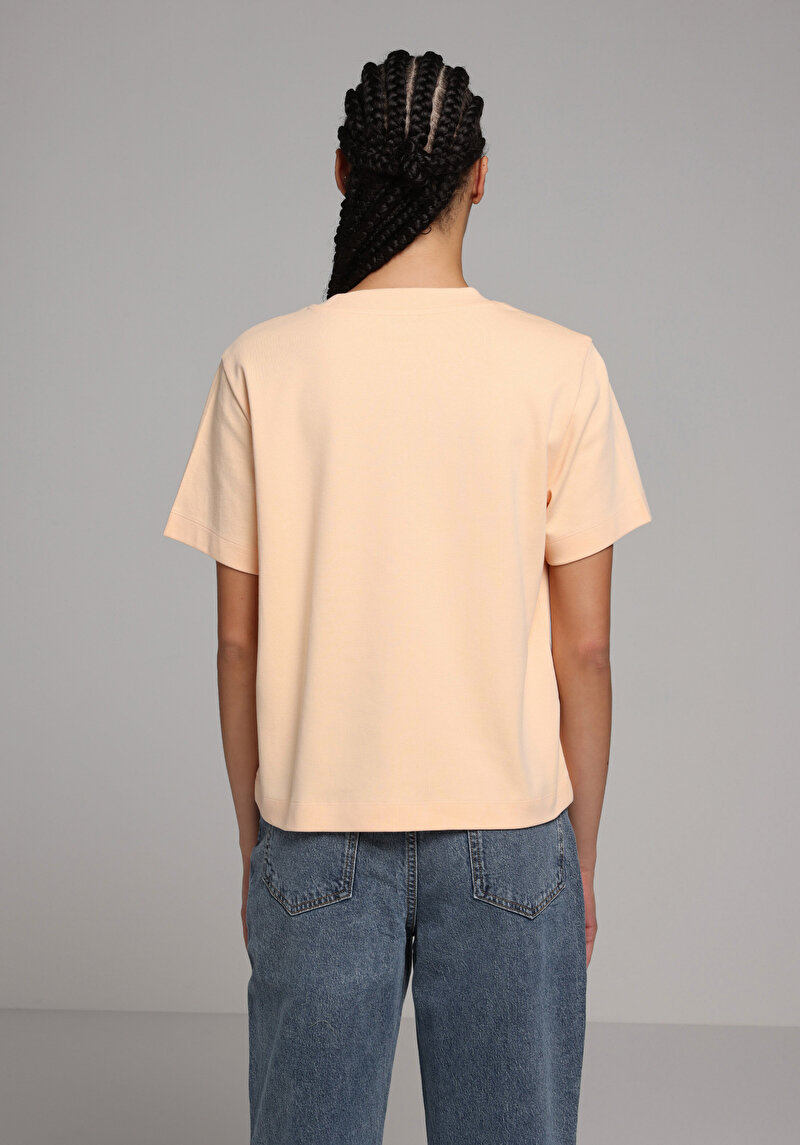 Imagine a Tricou Cu Maneca Scurta De Dama Portocaliu Boxy Fit Cl1079037