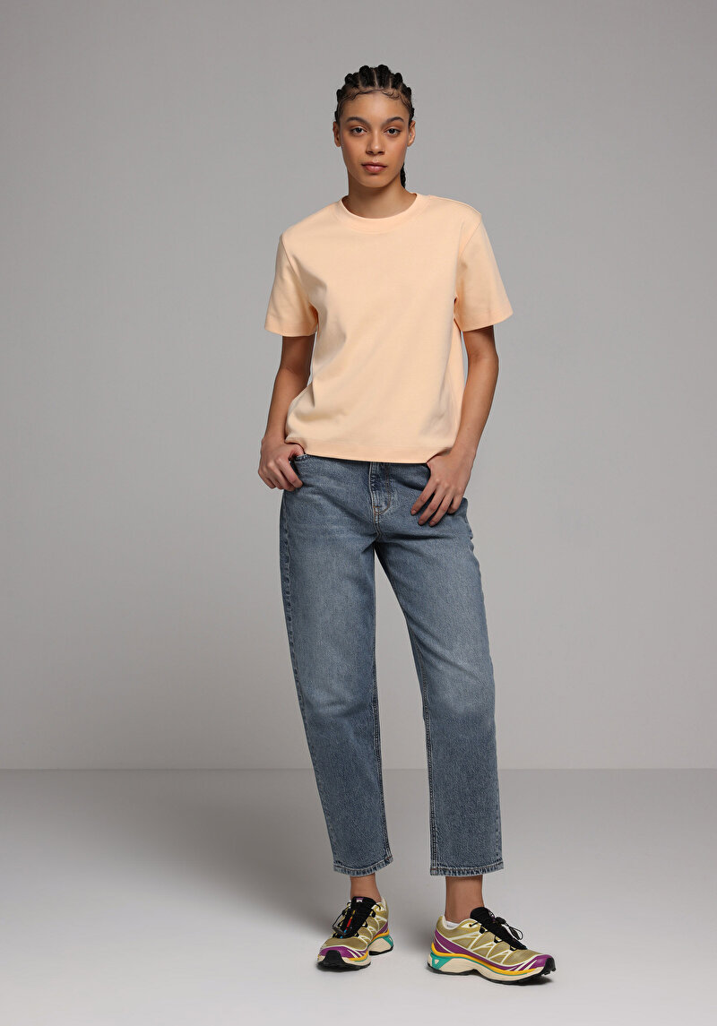 Imagine a Tricou Cu Maneca Scurta De Dama Portocaliu Boxy Fit Cl1079037