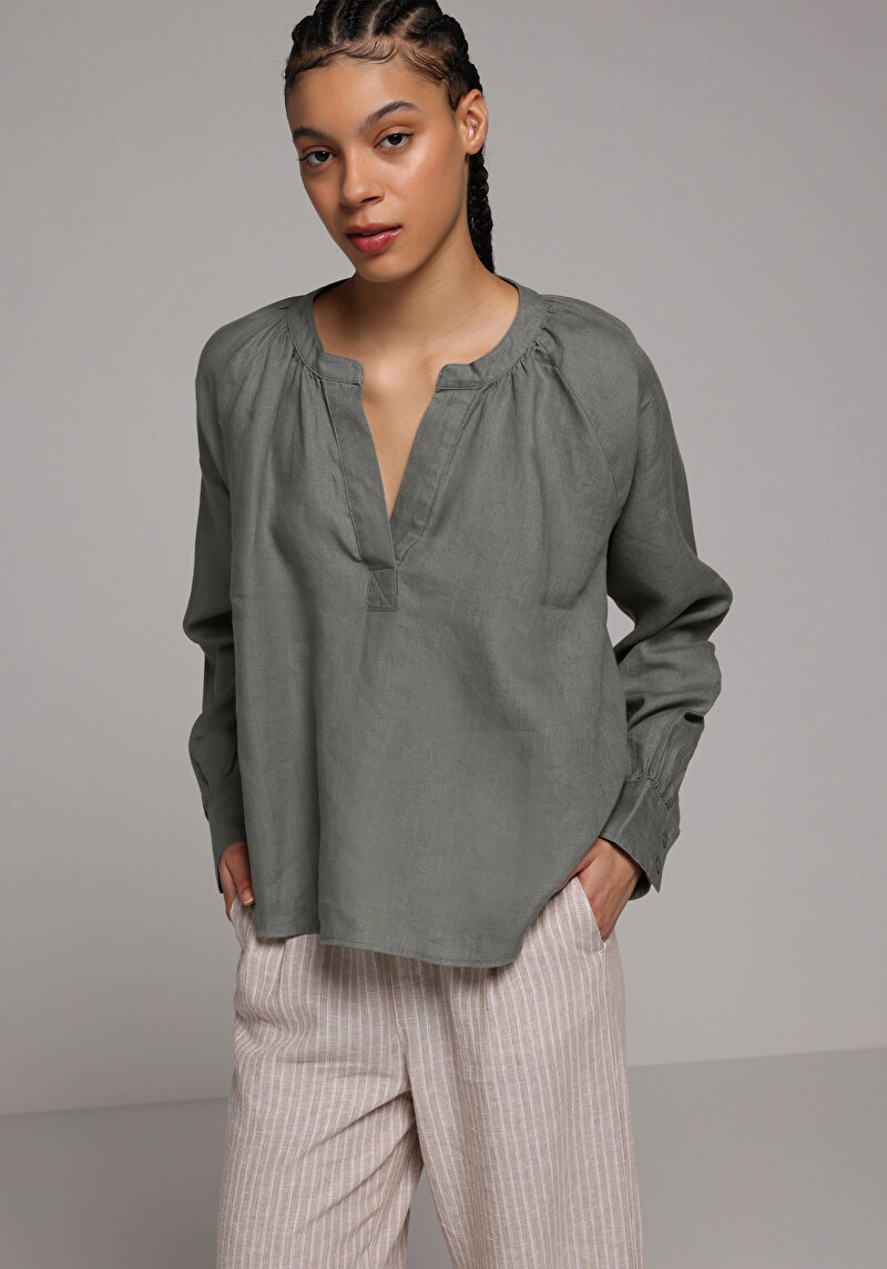 Imagine a Camasa Cu Maneca Lunga De Dama Kaki Fashion Fit  Cl1079050