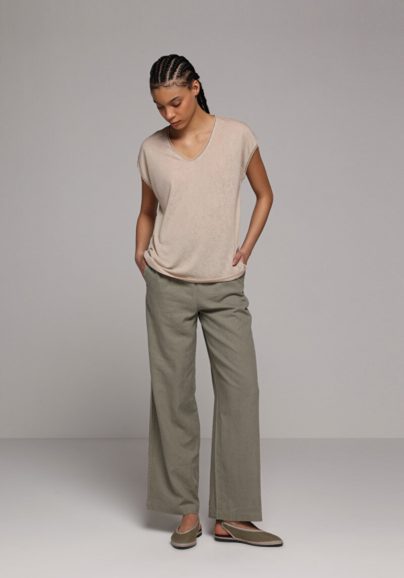 Imagine a Bluza Cu Maneca Scurta De Dama Bej Regular Fit Cl1079150