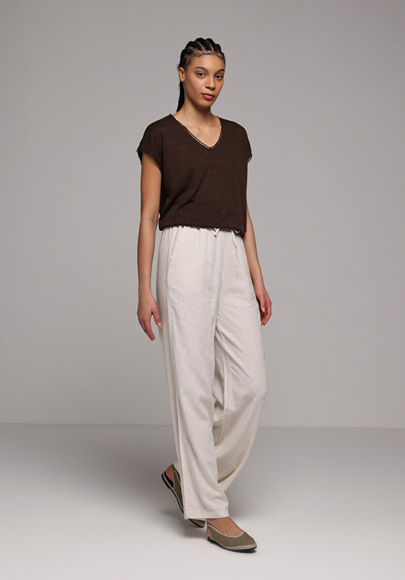 Imagine a Bluza Cu Maneca Scurta De Dama Maro Regular Fit  Cl1079150