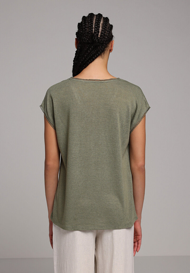 Imagine a Bluza Cu Maneca Scurta De Dama Kaki Regular Fit Cl1079150