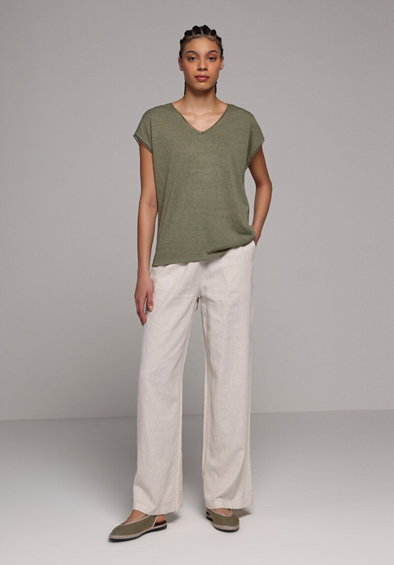 Imagine a Bluza Cu Maneca Scurta De Dama Kaki Regular Fit  Cl1079150