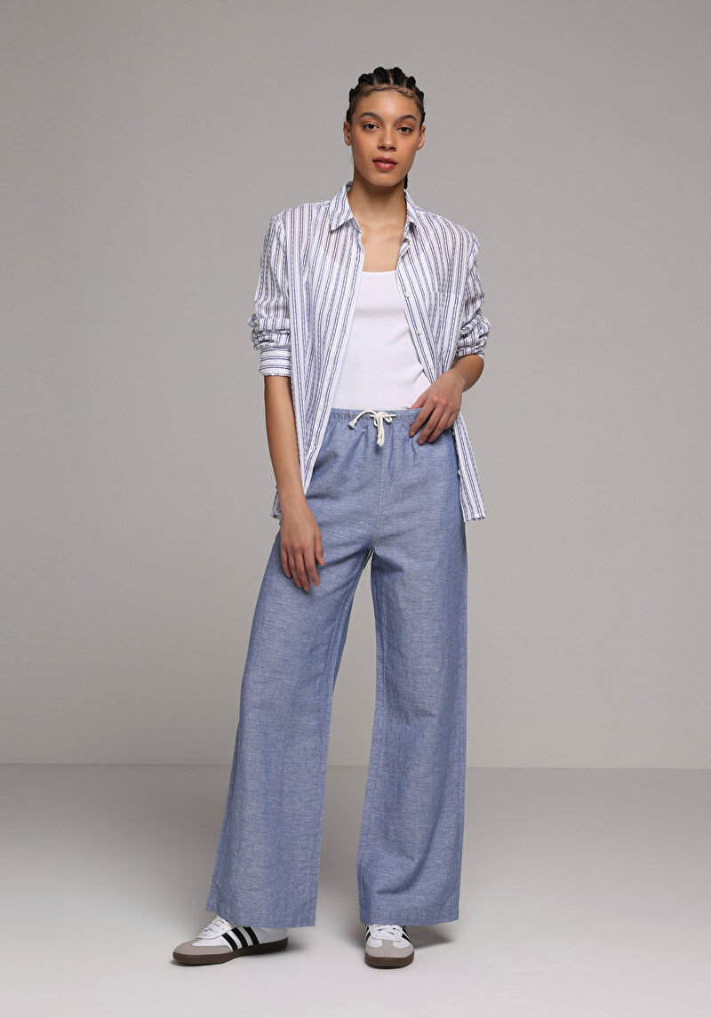 Imagine a Pantaloni De Dama Albastru Regular Fit Cl1079161