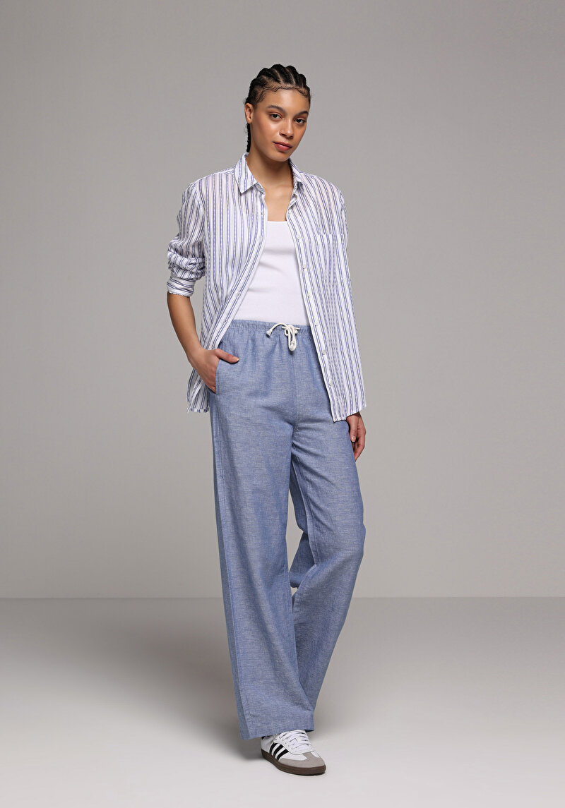 Imagine a Pantaloni De Dama Albastru Regular Fit Cl1079161