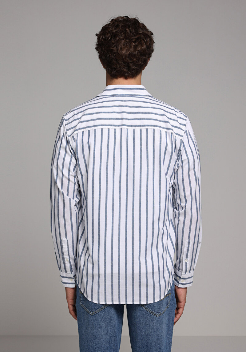 Imagine a Camasa Cu Maneca Lunga De Barbati Albastru Regular Fit  Cl1079443