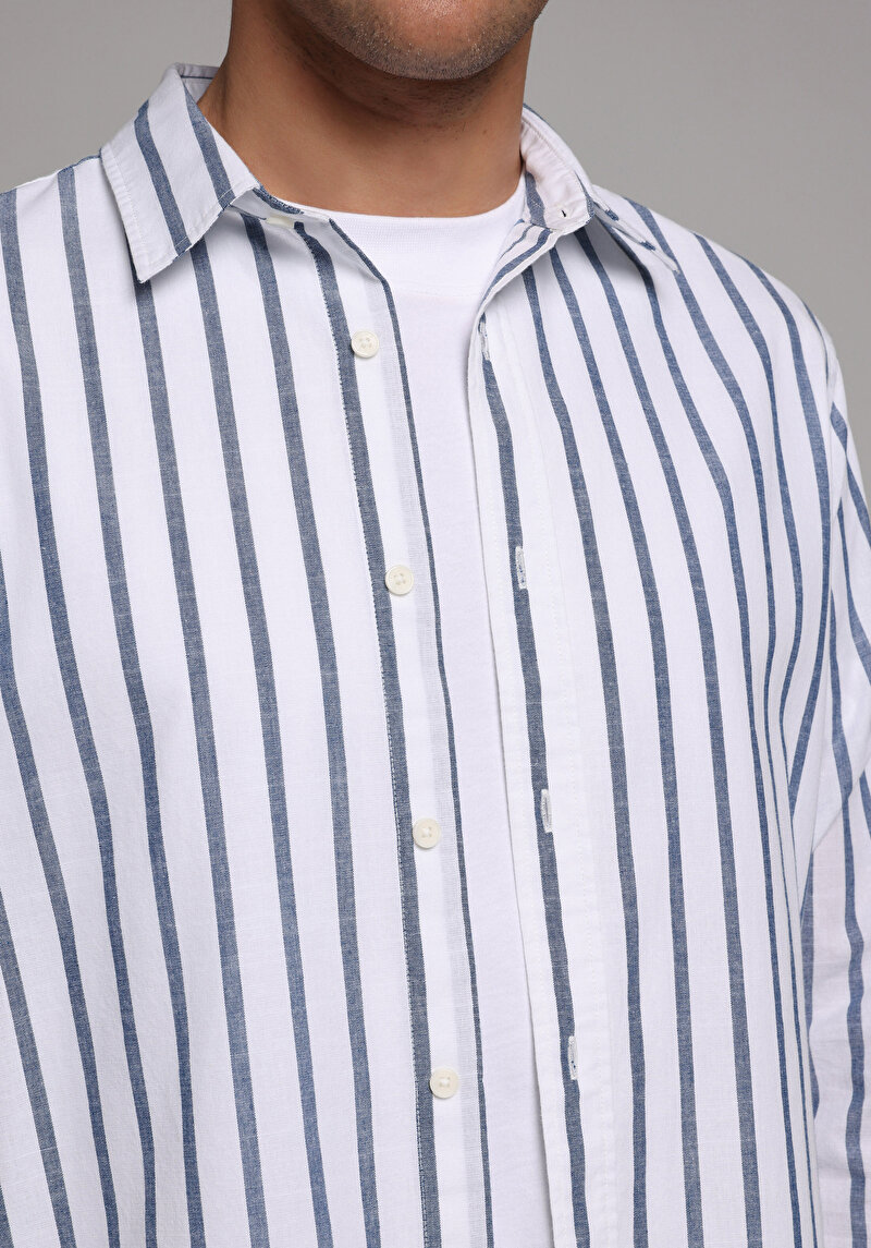 Imagine a Camasa Cu Maneca Lunga De Barbati Albastru Regular Fit  Cl1079443