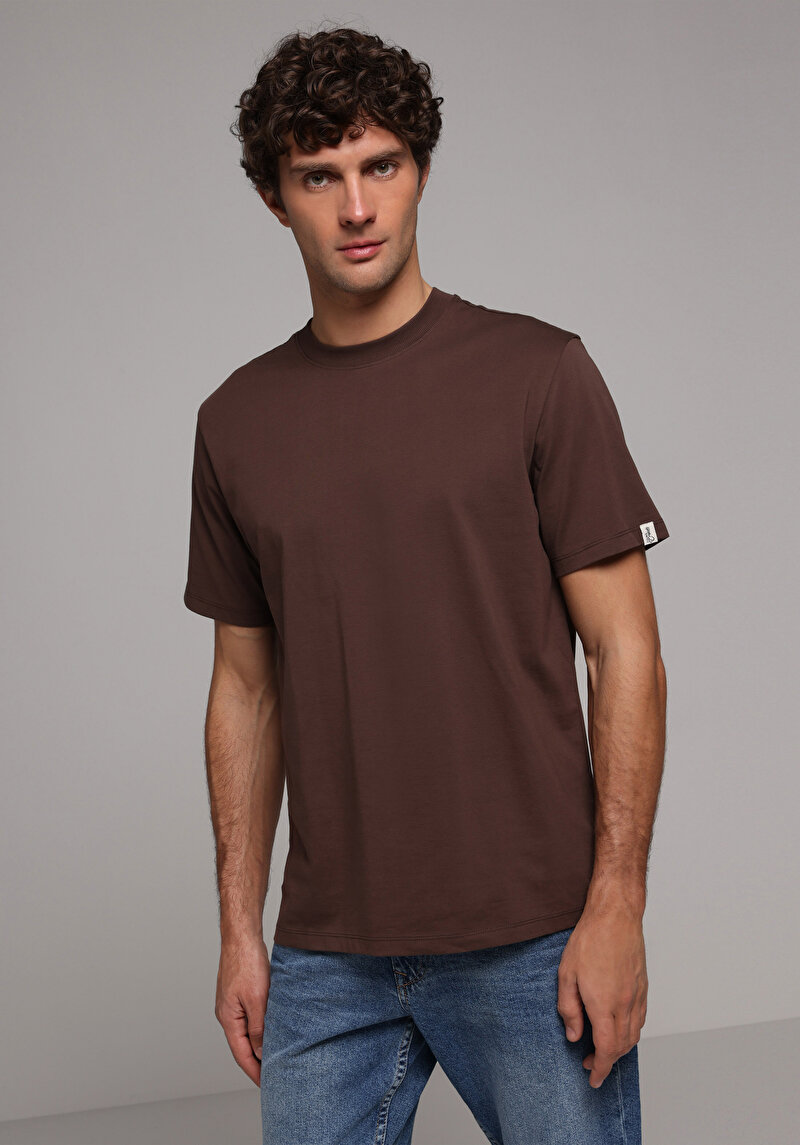 Imagine a Tricou Cu Maneca Scurta De Barbati Maro Comfort Fit Cl1073965