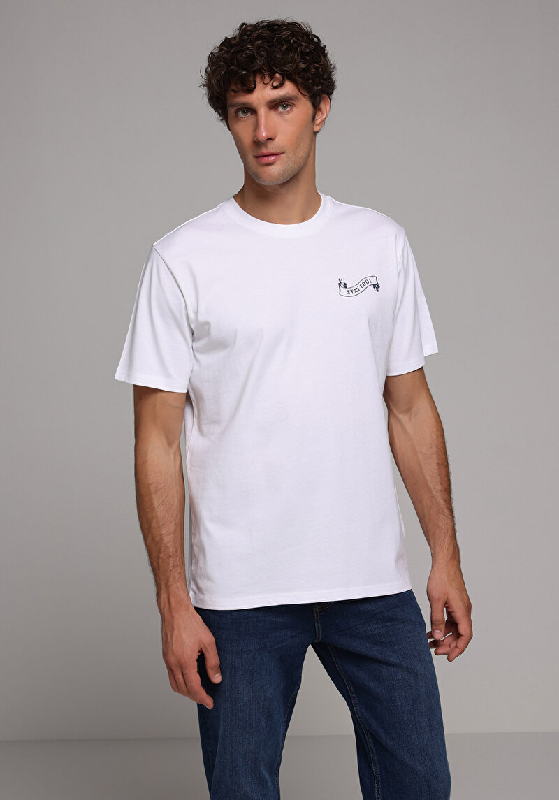 Imagine a Tricou Cu Maneca Scurta De Barbati Alb Comfort Fit  Cl1075254