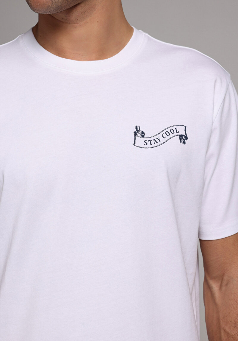 Imagine a Tricou Cu Maneca Scurta De Barbati Alb Comfort Fit  Cl1075254