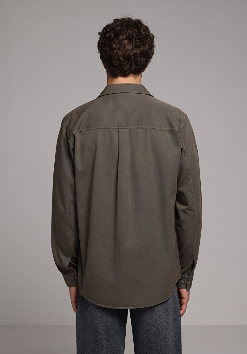 Imagine a Camasa Cu Maneca Lunga De Barbati Kaki Relaxed Fit Cl1076516