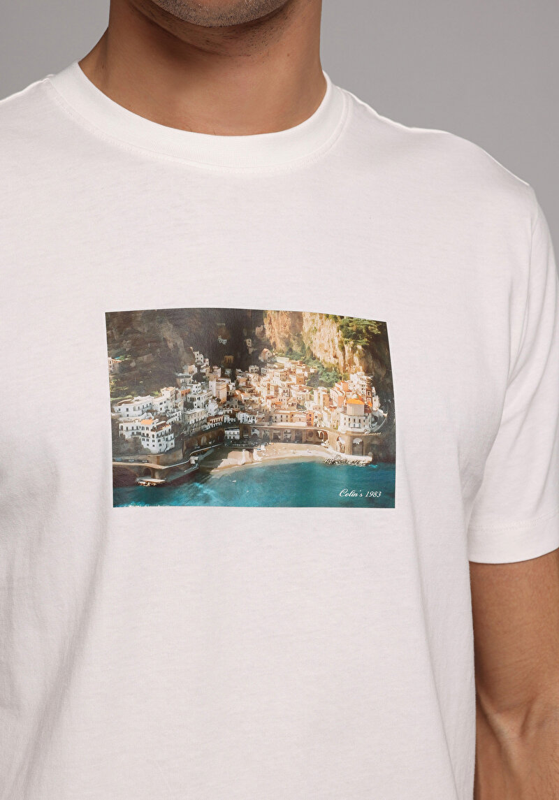 Imagine a Tricou Cu Maneca Scurta De Barbati Alb Regular Fit Cl1078743