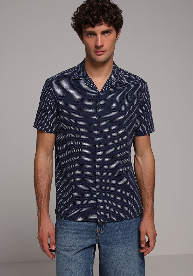 Imagine a Camasa Cu Maneca Scurta De Barbati Albastru Regular Fit  Cl1078772