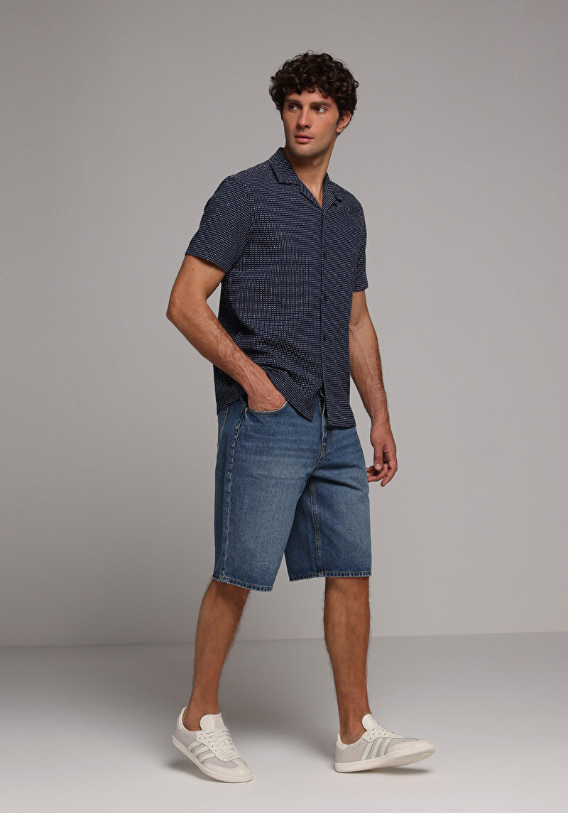 Imagine a Camasa Cu Maneca Scurta De Barbati Albastru Regular Fit  Cl1078772