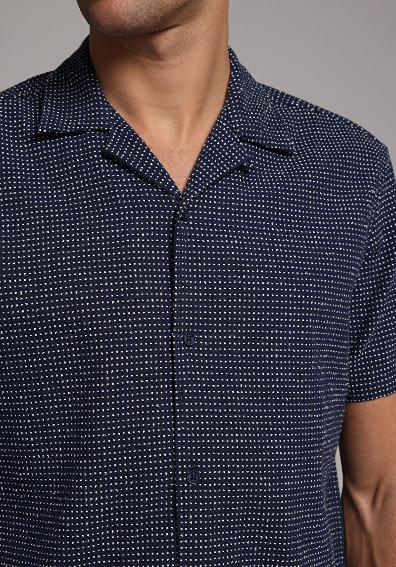 Imagine a Camasa Cu Maneca Scurta De Barbati Albastru Regular Fit  Cl1078772