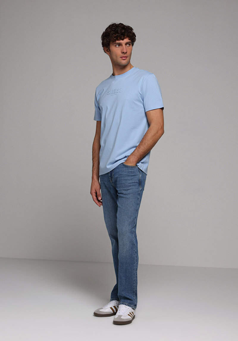 Imagine a Tricou Cu Maneca Scurta De Barbati Albastru Comfort Fit  Cl1078812