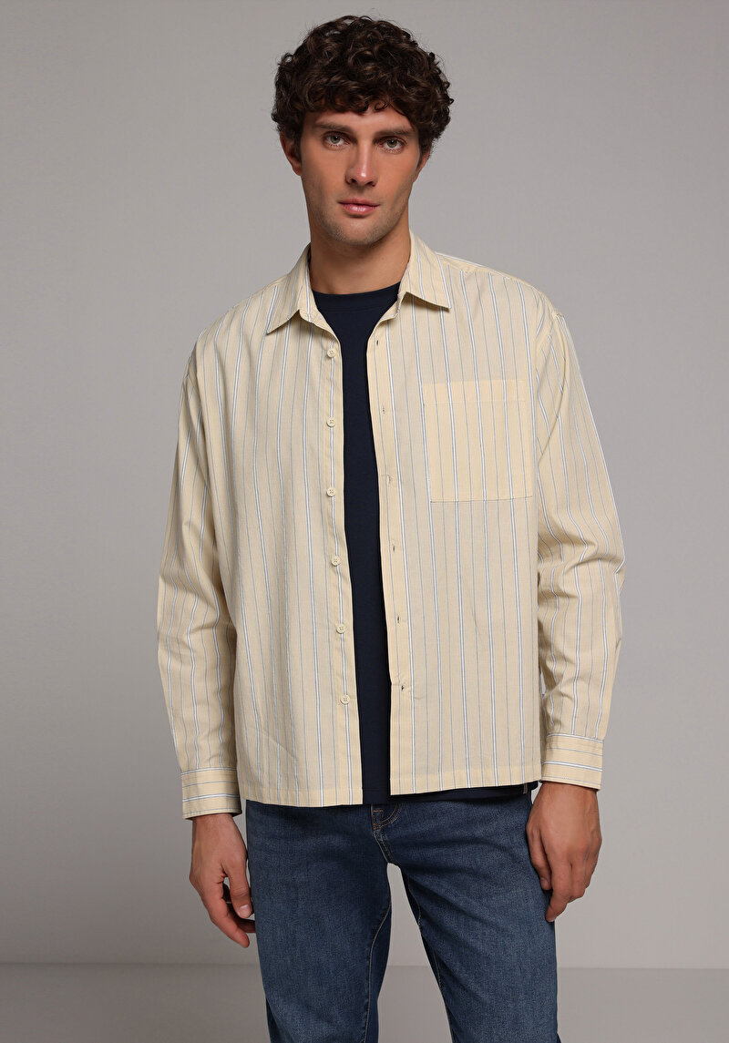 Imagine a Camasa Cu Maneca Lunga De Barbati Galben Boxy Fit Cl1079095