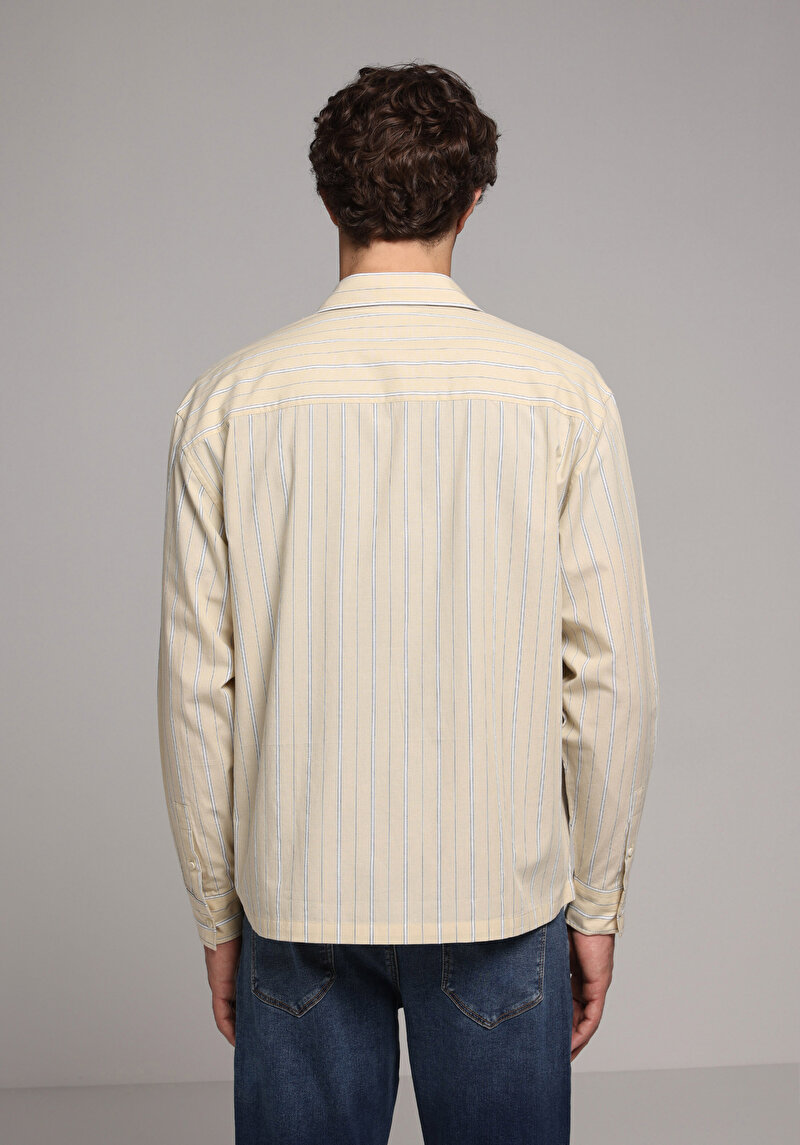 Imagine a Camasa Cu Maneca Lunga De Barbati Galben Boxy Fit  Cl1079095