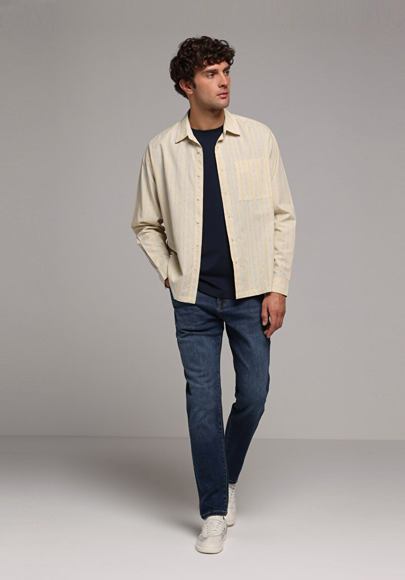 Imagine a Camasa Cu Maneca Lunga De Barbati Galben Boxy Fit  Cl1079095